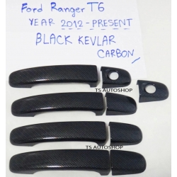 ครอบมือดึง 4 ประตู 1 ชุด 8 ชิ้น กันรอยขีดข่วน ดำ เคฟล่าร์ คาร์บอน Kevra carbon Black ใหม่ ฟอร์ด เรนเจอร์ All New Ford Ranger 2012 V.5